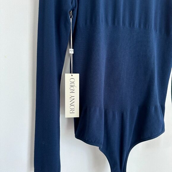 NWT Ronny Kobo open back navy bodysuit - Picture 5 of 7